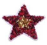 Záplata hvězda červeno-zlatá s flitry 65 mm