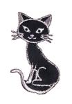 Záplata nažehlovací kočka černo-stříbrná 40x70mm